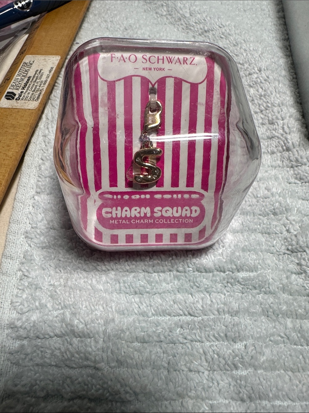 FAO Schwarz Gold 'S' Charm with rhinestones. NWT